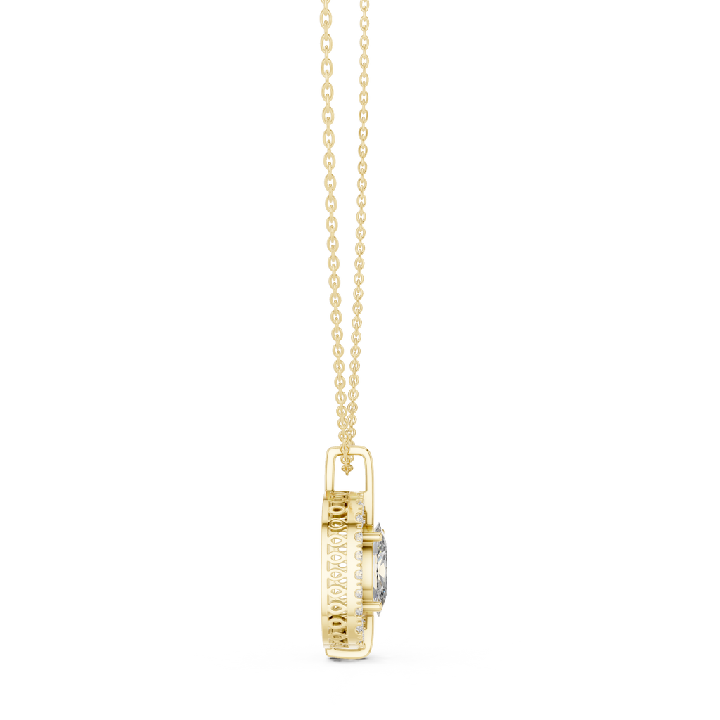 Oval Cut Lab Diamond Pendant With Halo Setting
