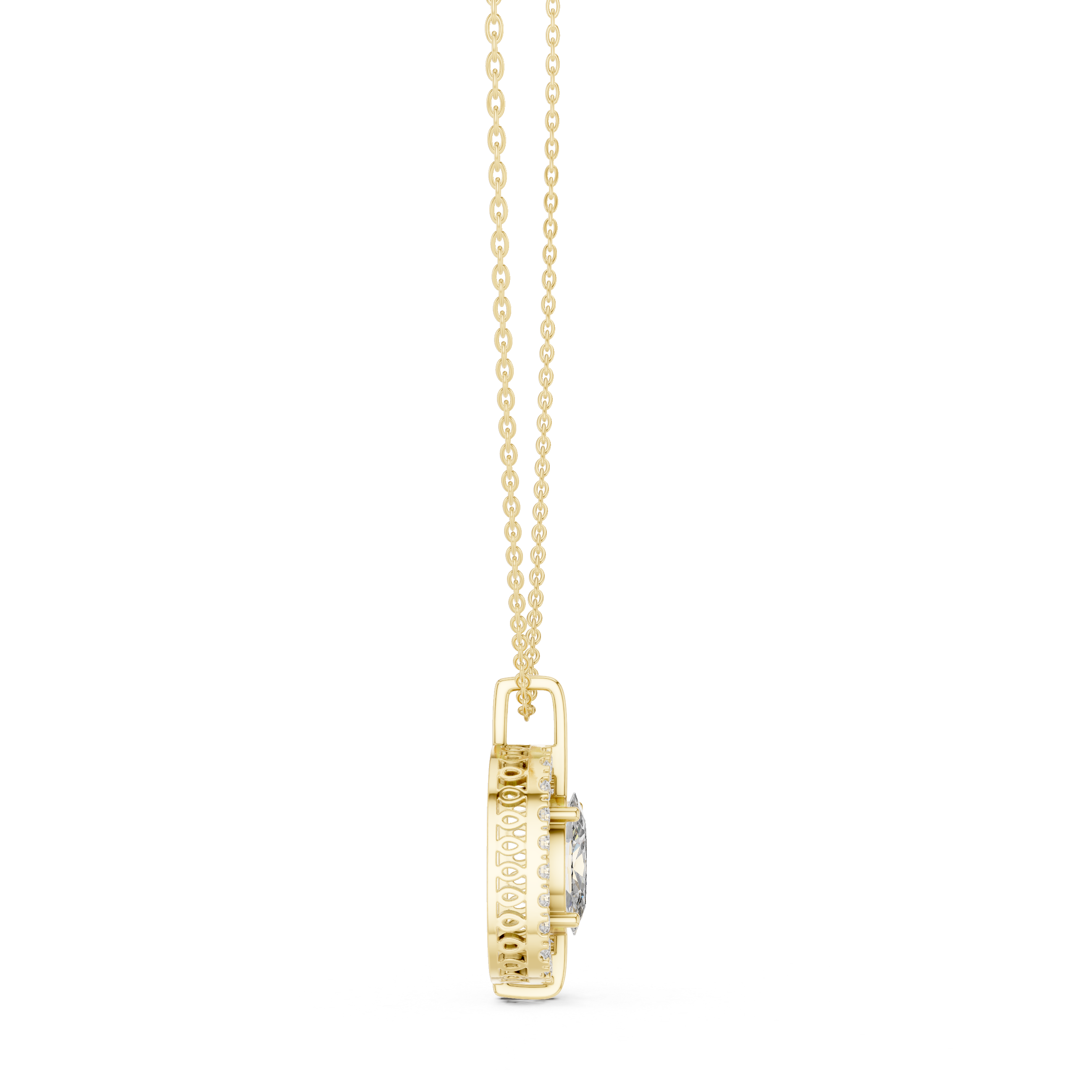 Oval Cut Lab Diamond Pendant With Halo Setting