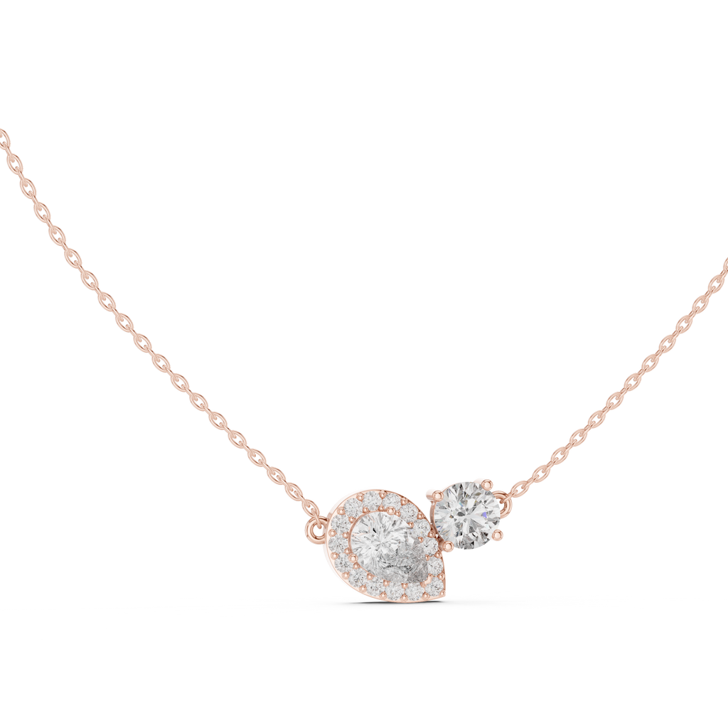 Dual Stone Lab Diamond Pendant With Halo Setting