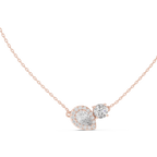 Dual Stone Lab Diamond Pendant With Halo Setting