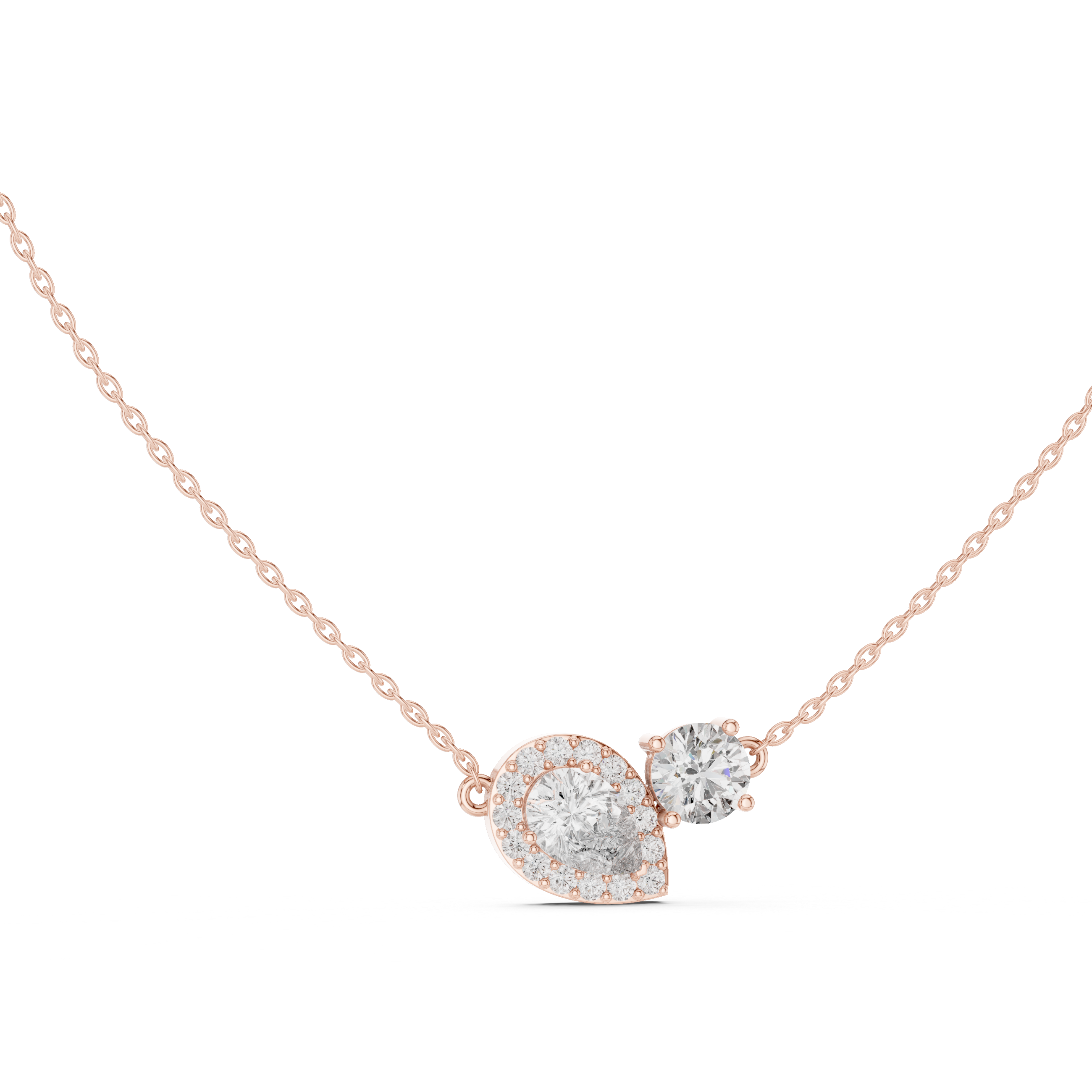 Dual Stone Lab Diamond Pendant With Halo Setting