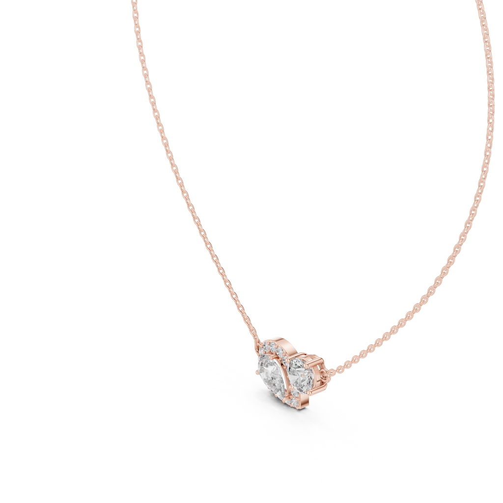 Dual Stone Lab Diamond Pendant With Halo Setting