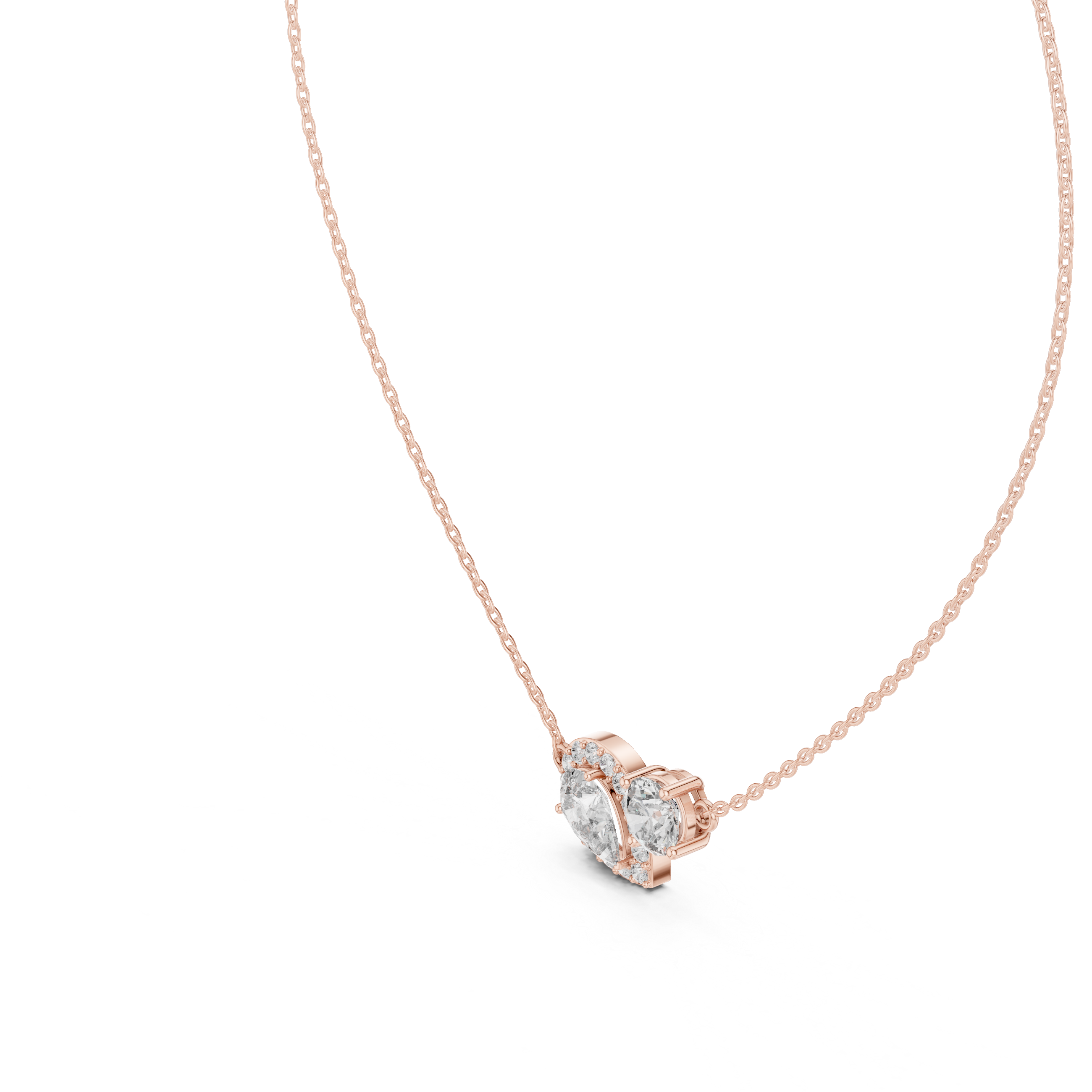 Dual Stone Lab Diamond Pendant With Halo Setting