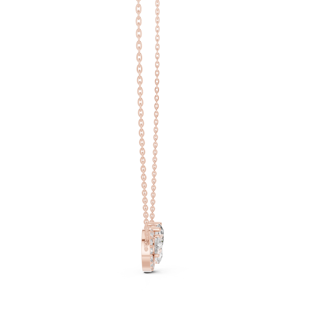 Dual Stone Lab Diamond Pendant With Halo Setting