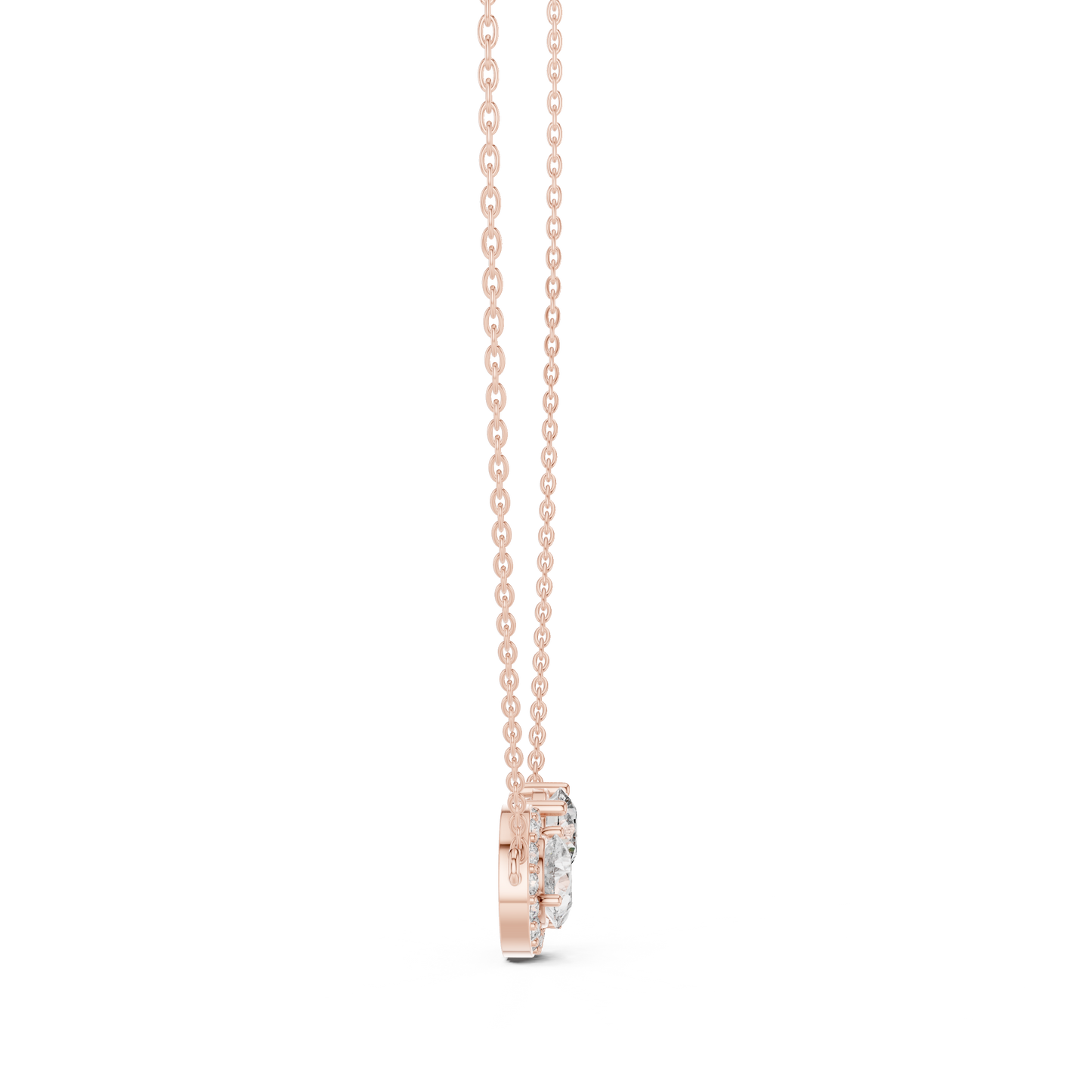 Dual Stone Lab Diamond Pendant With Halo Setting