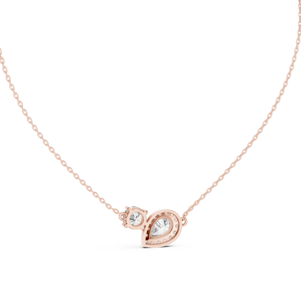 Dual Stone Lab Diamond Pendant With Halo Setting