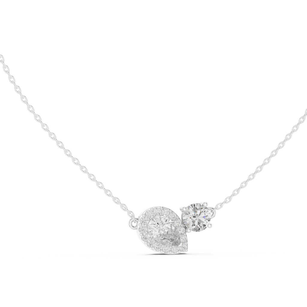 Dual Stone Lab Diamond Pendant With Halo Setting