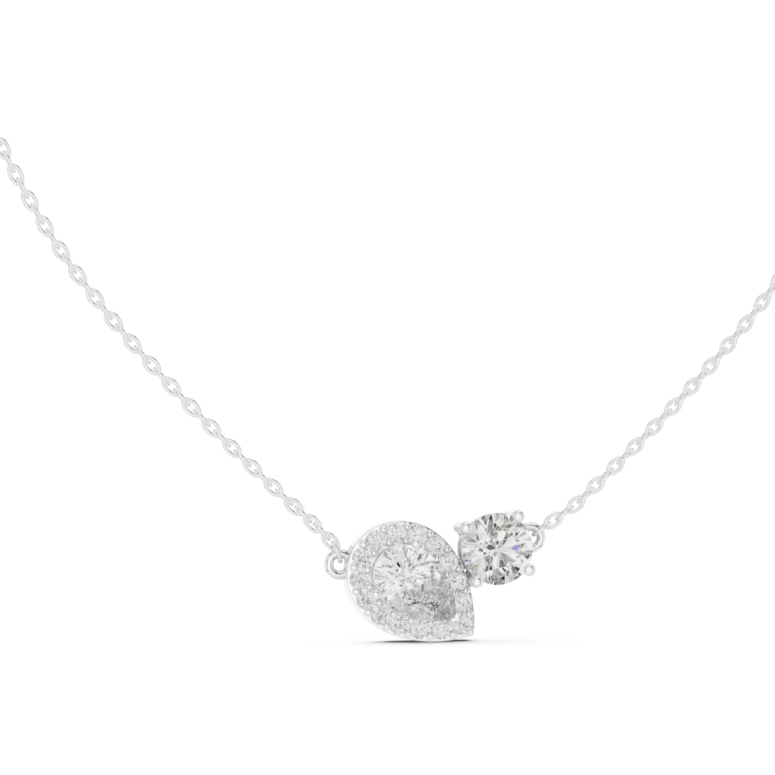 Dual Stone Lab Diamond Pendant With Halo Setting