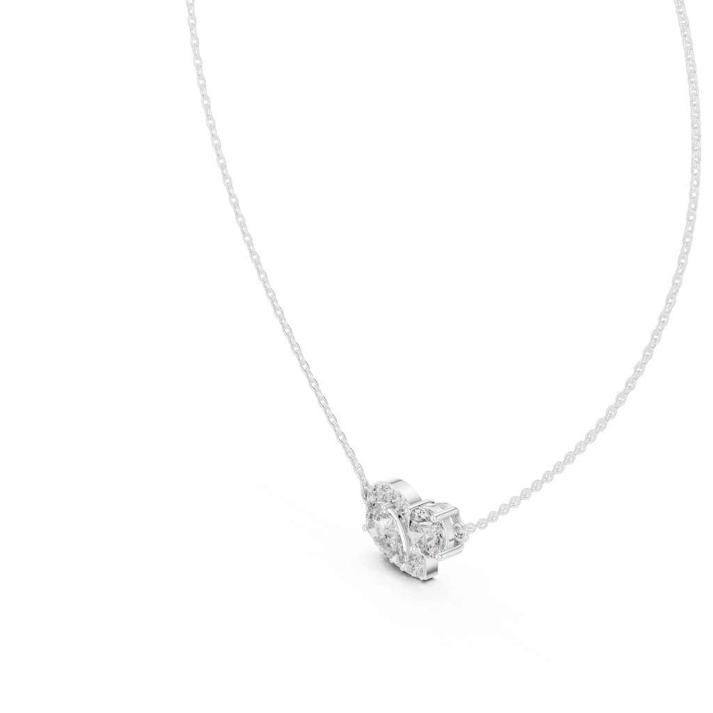 Dual Stone Lab Diamond Pendant With Halo Setting