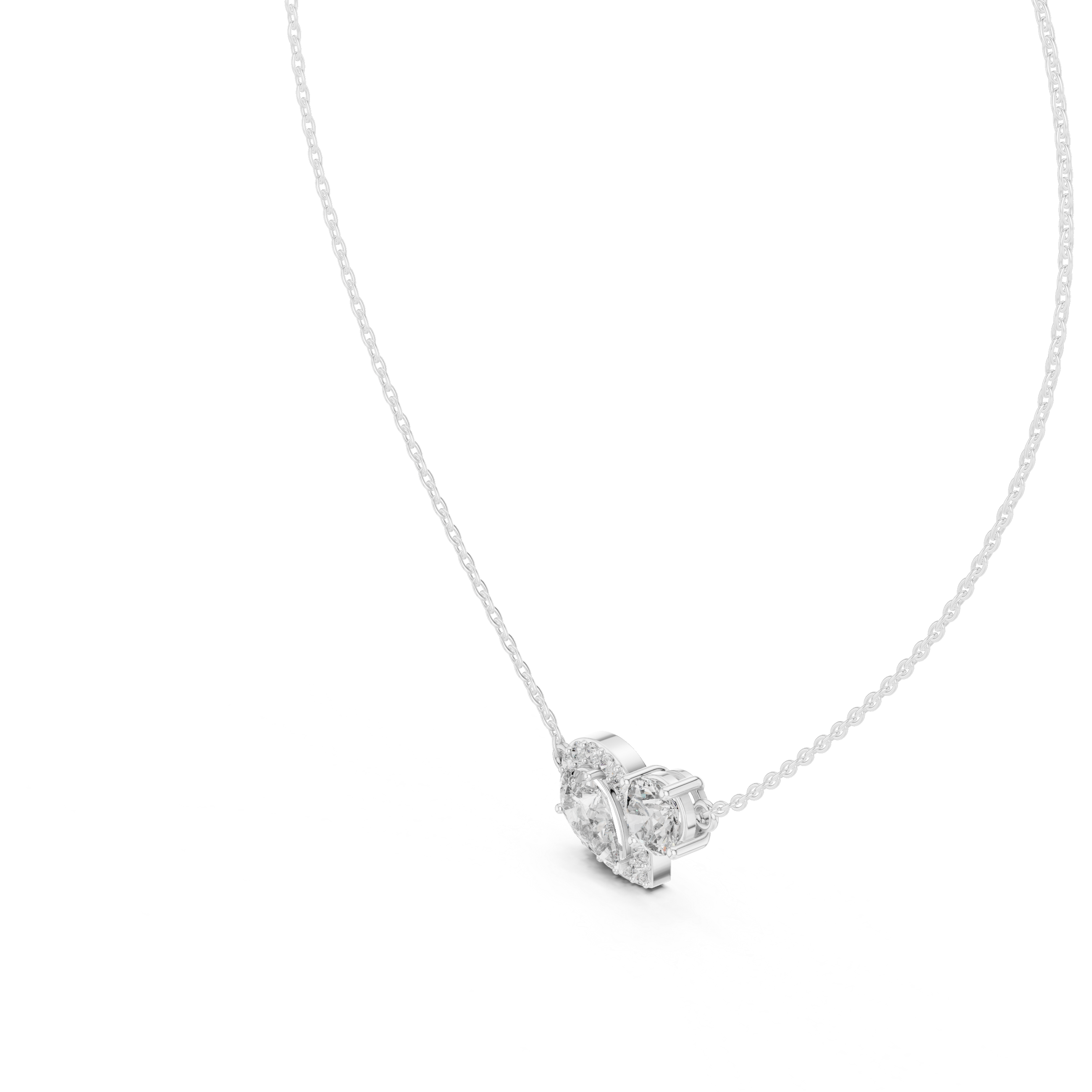 Dual Stone Lab Diamond Pendant With Halo Setting