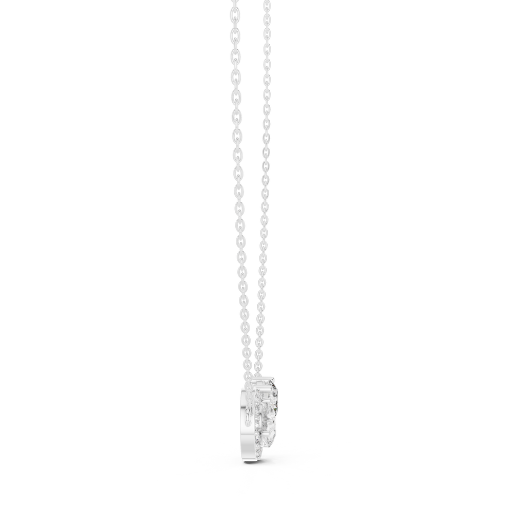 Dual Stone Lab Diamond Pendant With Halo Setting