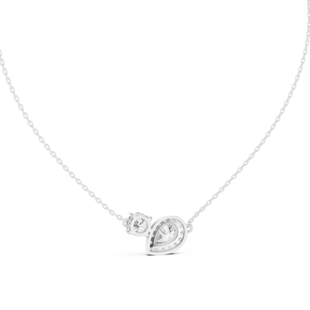 Dual Stone Lab Diamond Pendant With Halo Setting