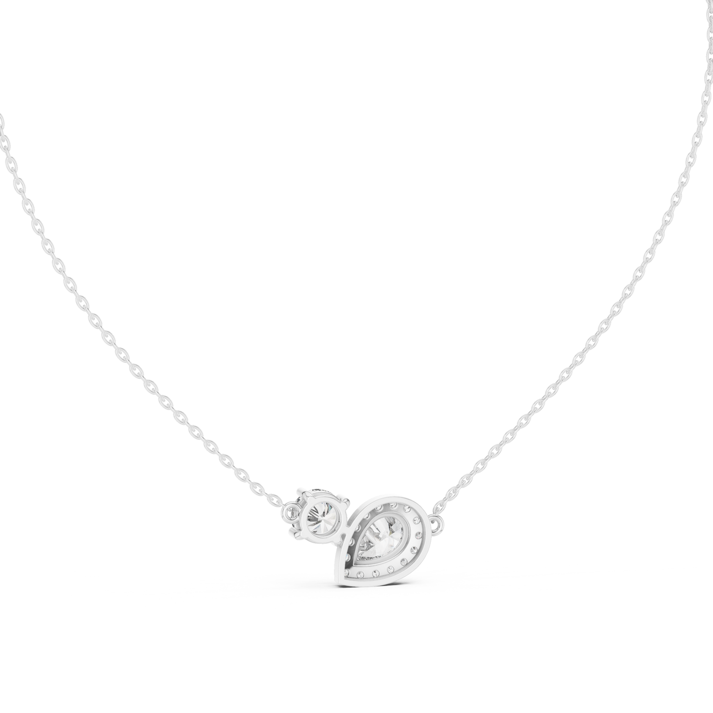 Dual Stone Lab Diamond Pendant With Halo Setting