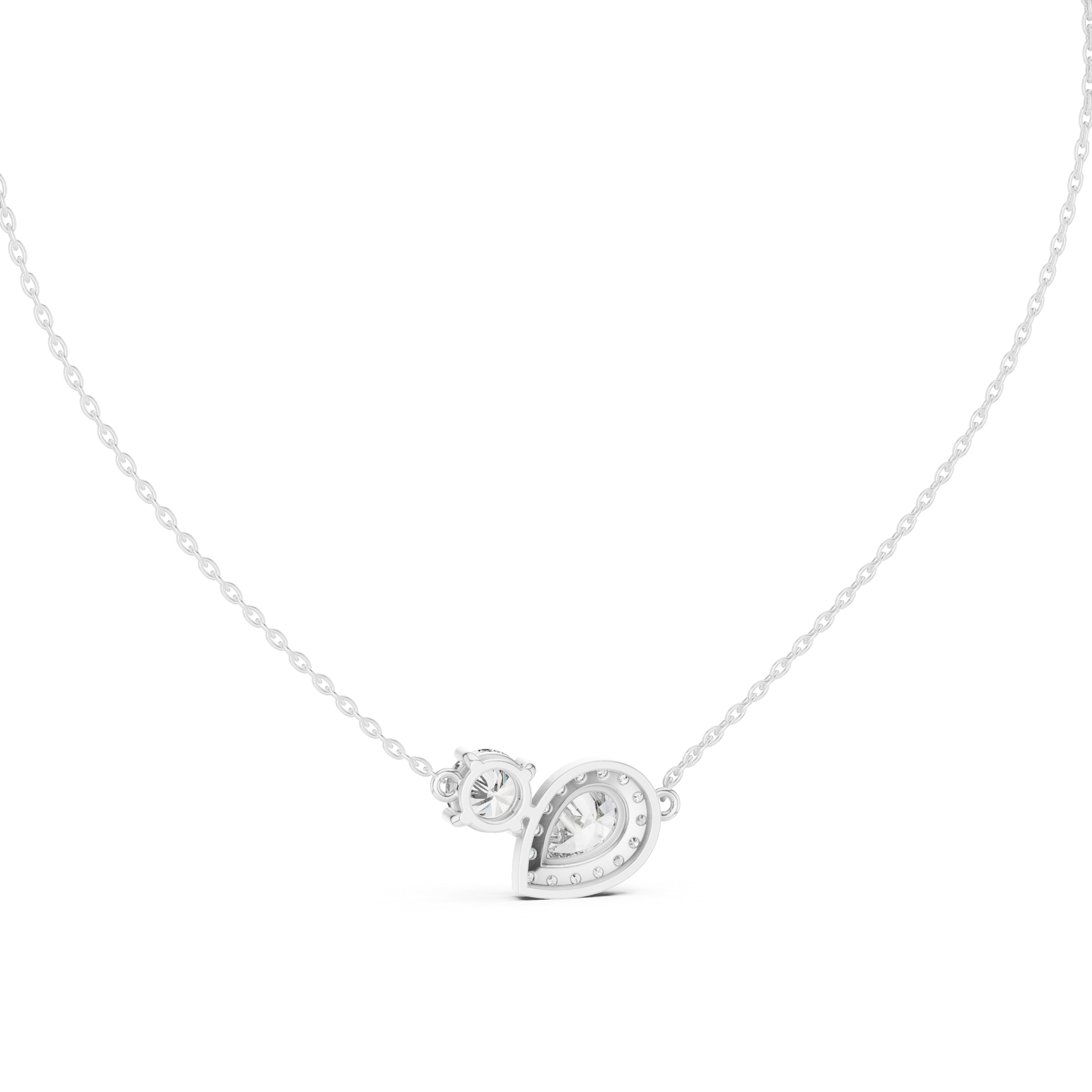 Dual Stone Lab Diamond Pendant With Halo Setting