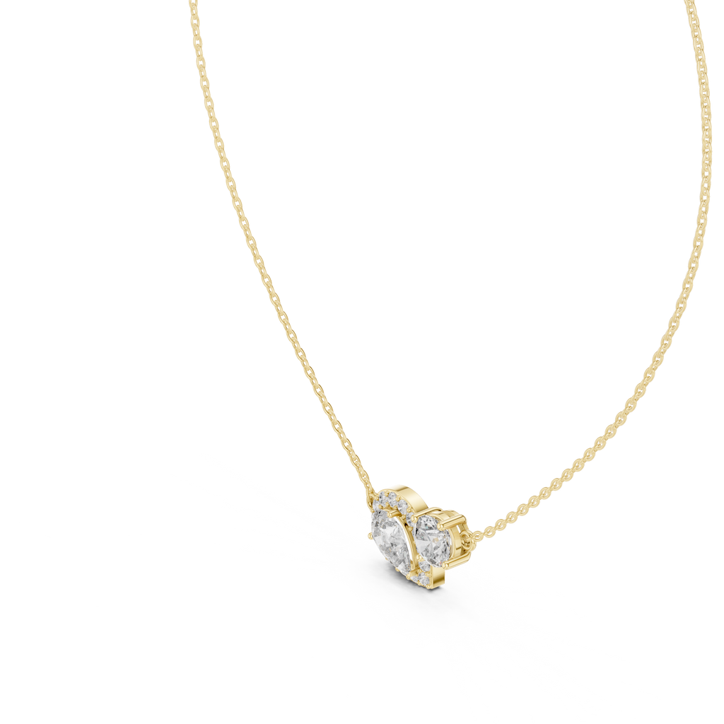 Dual Stone Lab Diamond Pendant With Halo Setting
