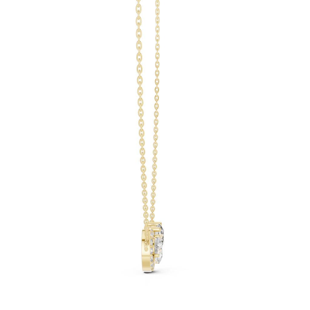Dual Stone Lab Diamond Pendant With Halo Setting