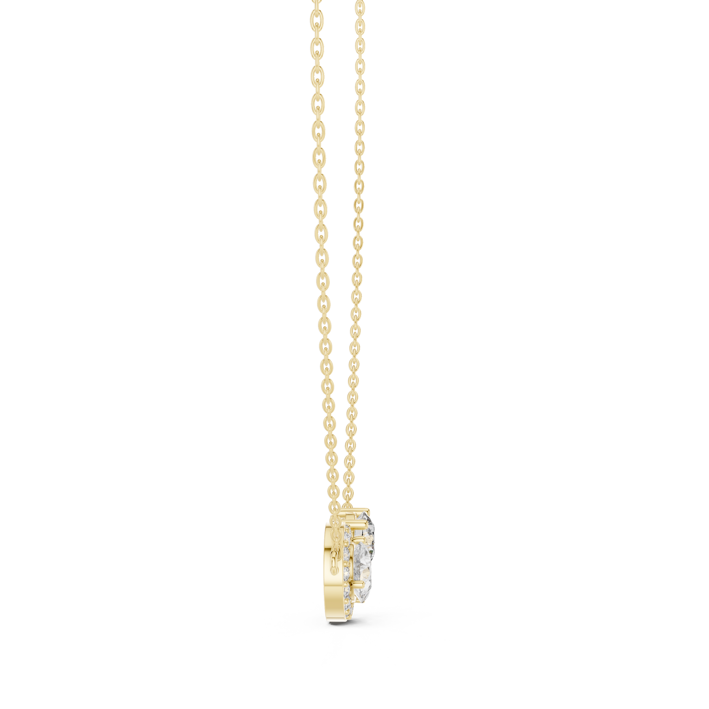 Dual Stone Lab Diamond Pendant With Halo Setting