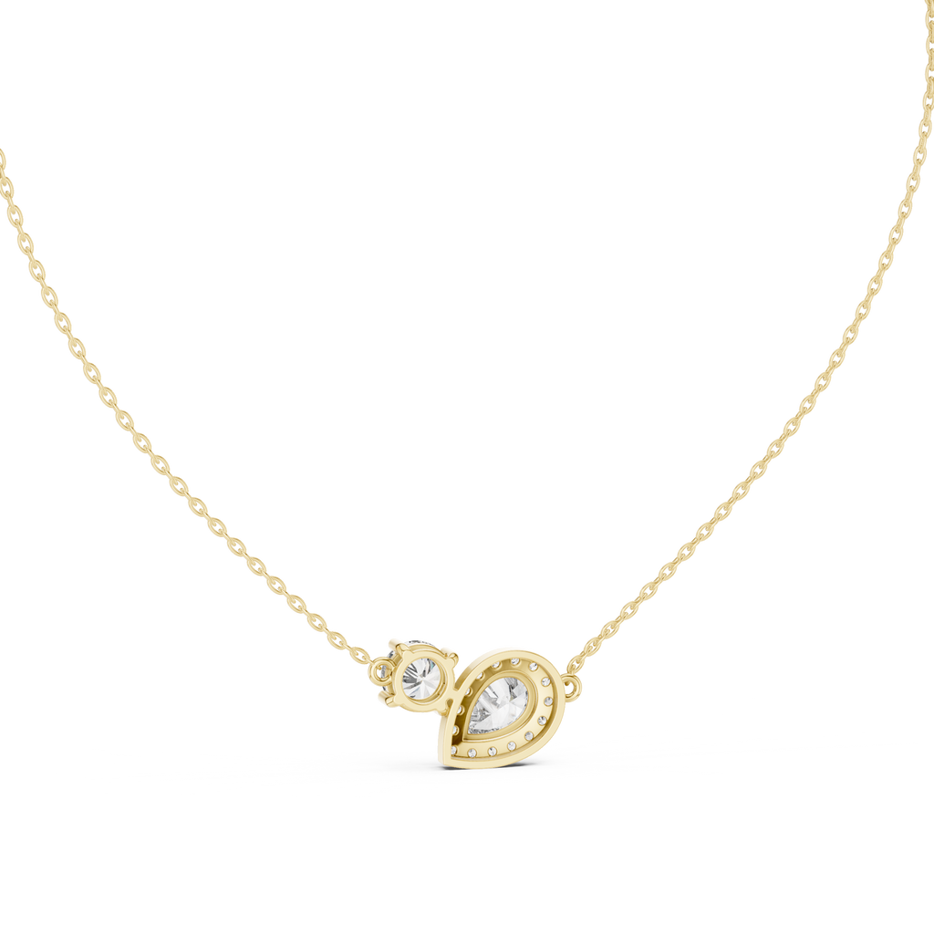 Dual Stone Lab Diamond Pendant With Halo Setting