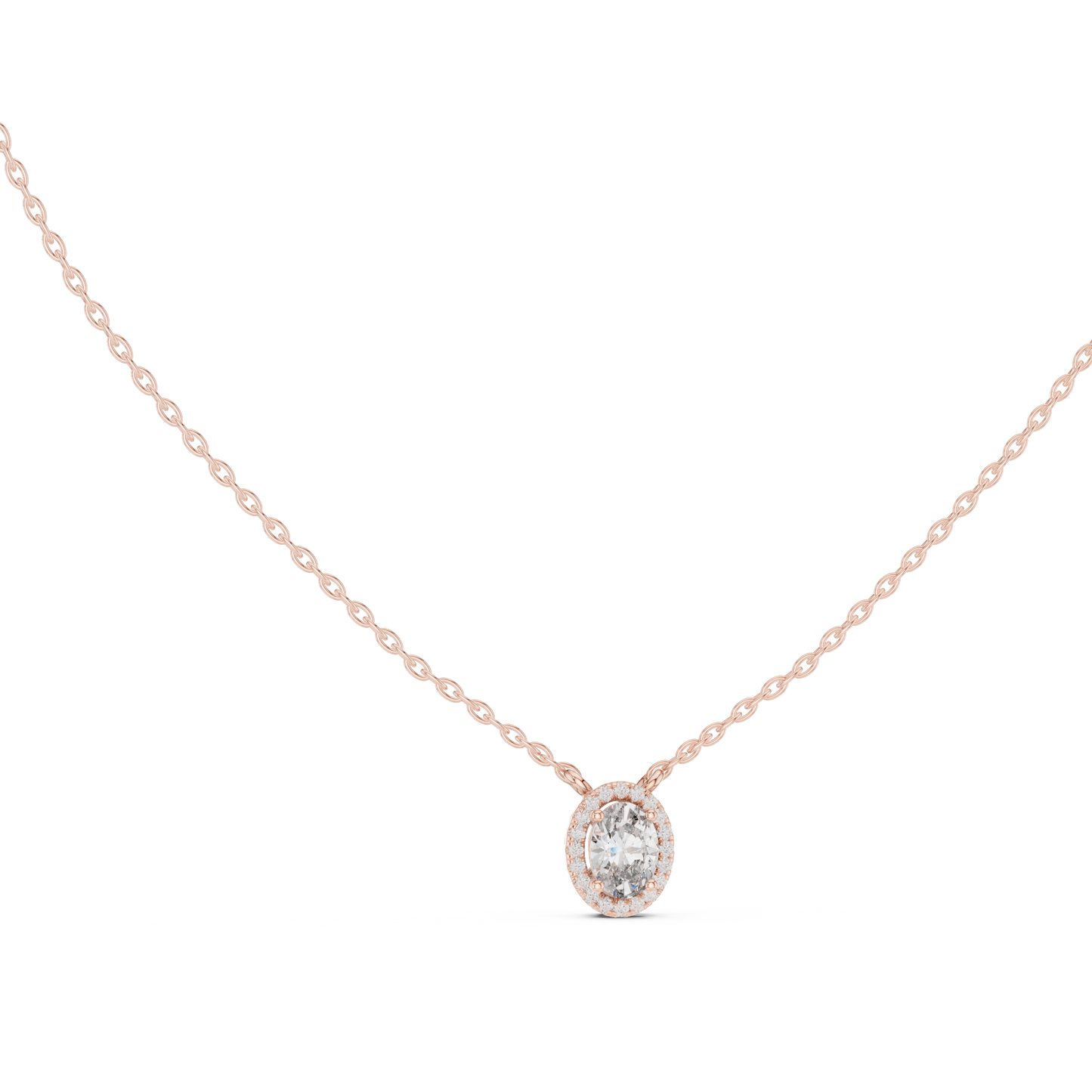Fancy Oval Cut Halo Lab Diamond Pendant