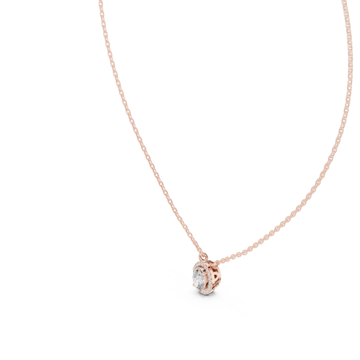 Fancy Oval Cut Halo Lab Diamond Pendant