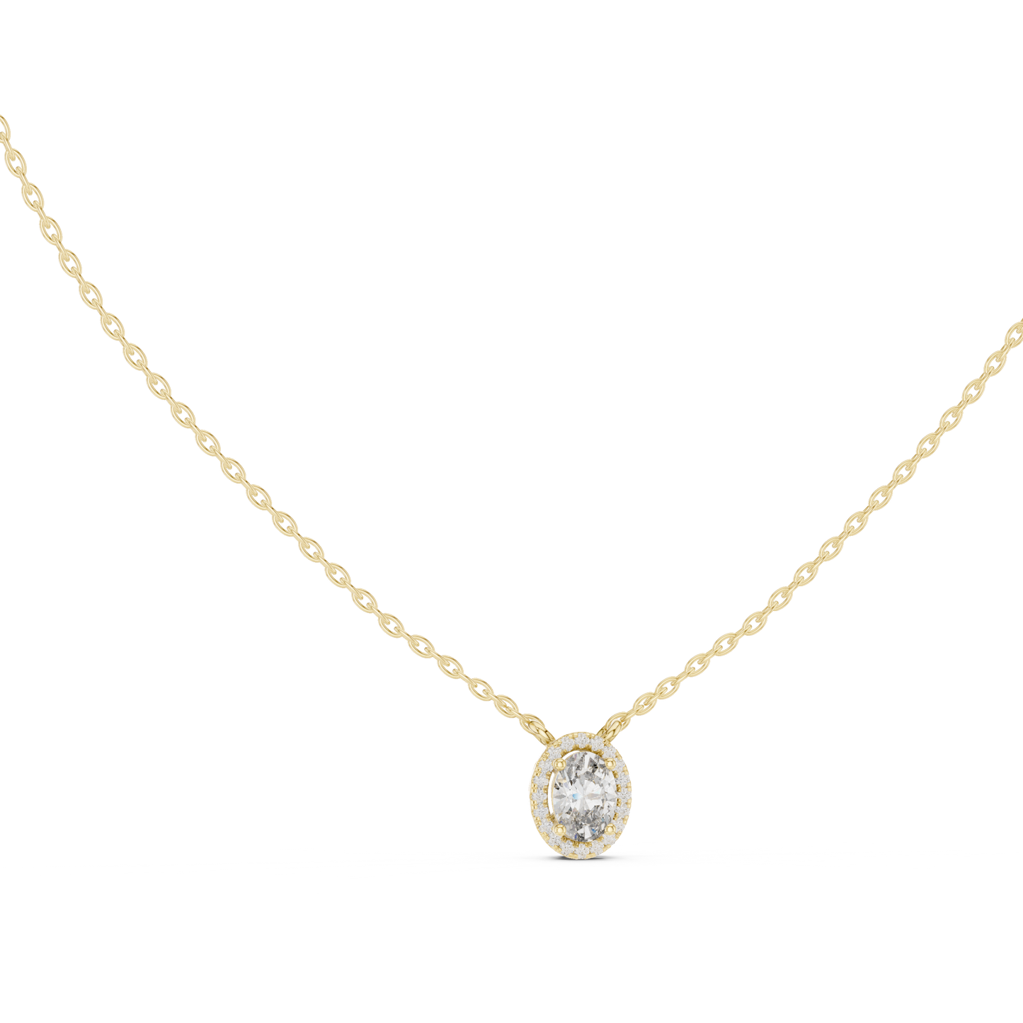 Fancy Oval Cut Halo Lab Diamond Pendant