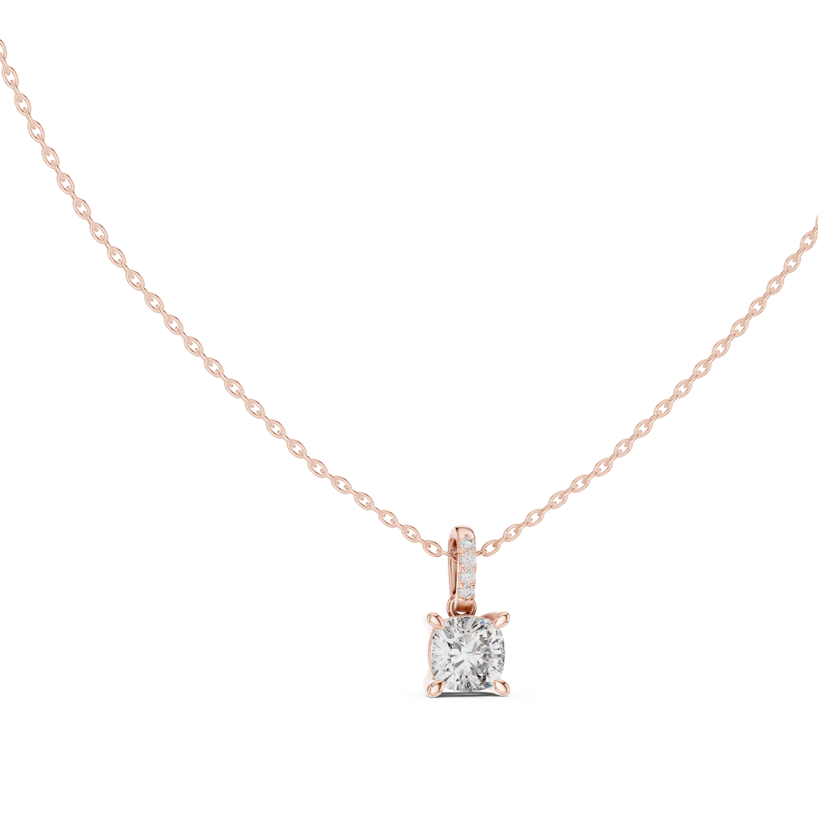 1.50 Carat Cushion Cut Solitaire Lab Diamond Pendant