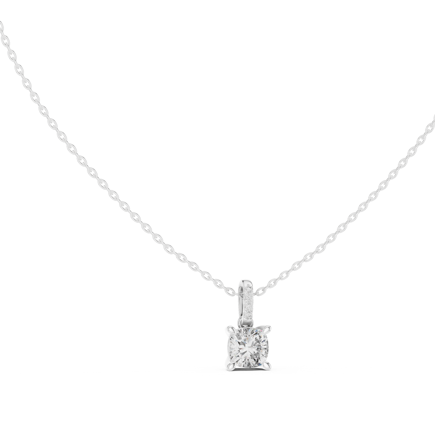 1.50 Carat Cushion Cut Solitaire Lab Diamond Pendant