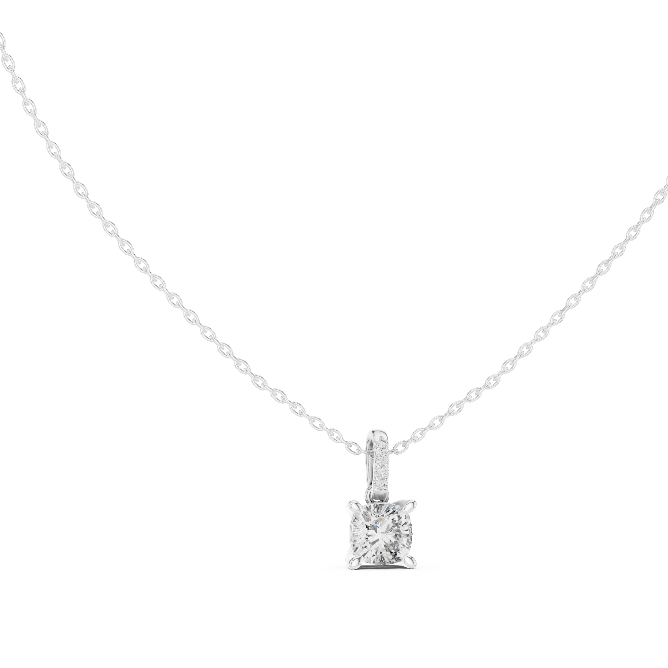 1.50 Carat Cushion Cut Solitaire Lab Diamond Pendant
