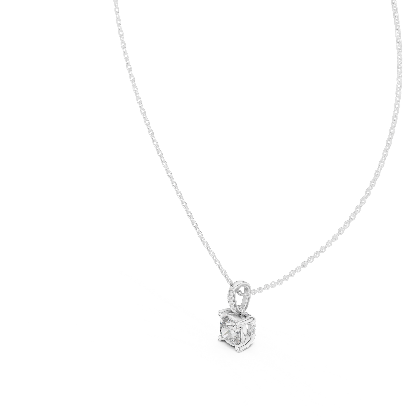 1.50 Carat Cushion Cut Solitaire Lab Diamond Pendant