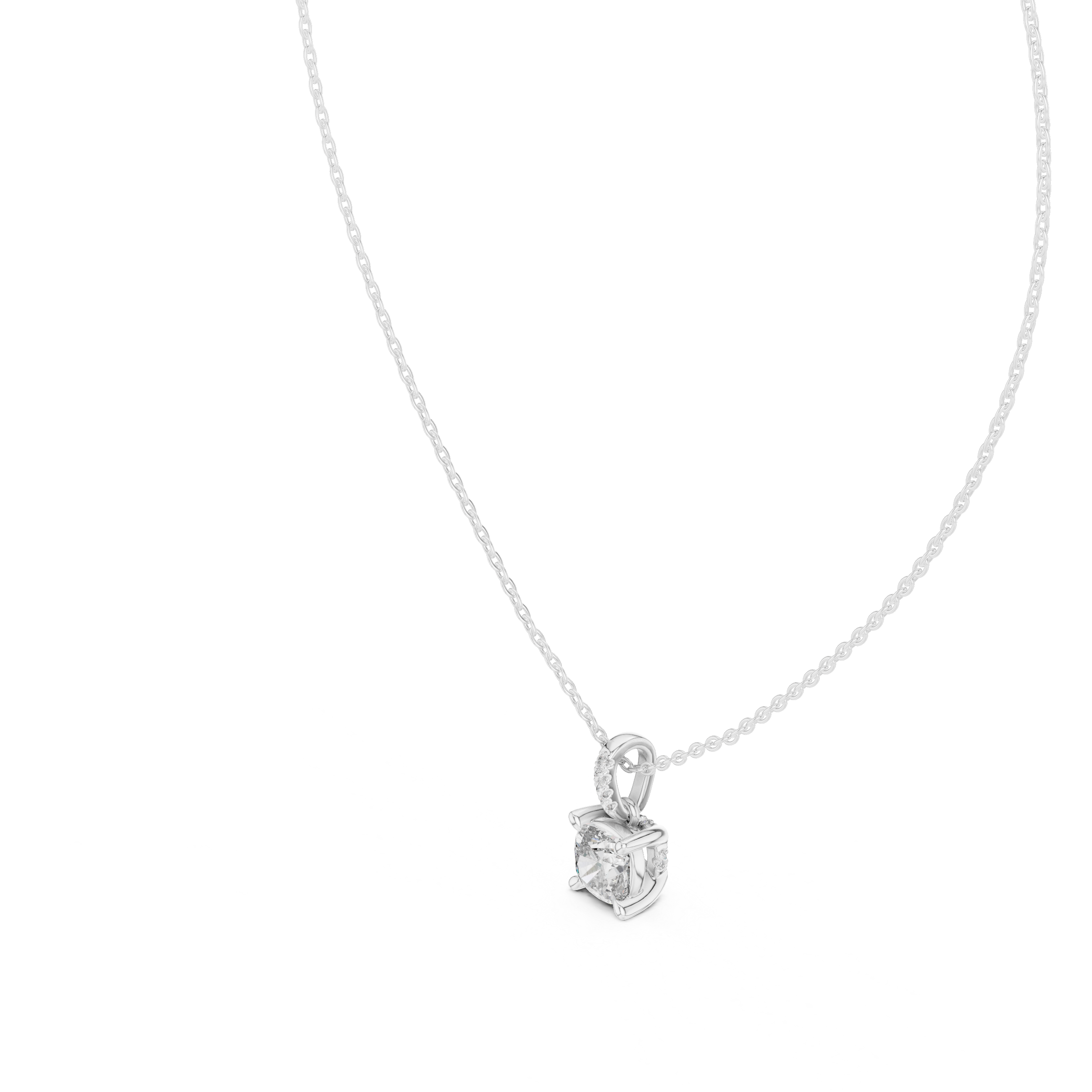 1.50 Carat Cushion Cut Solitaire Lab Diamond Pendant