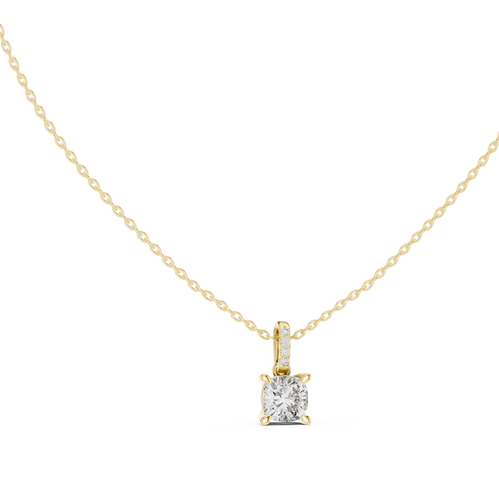 1.50 Carat Cushion Cut Solitaire Lab Diamond Pendant