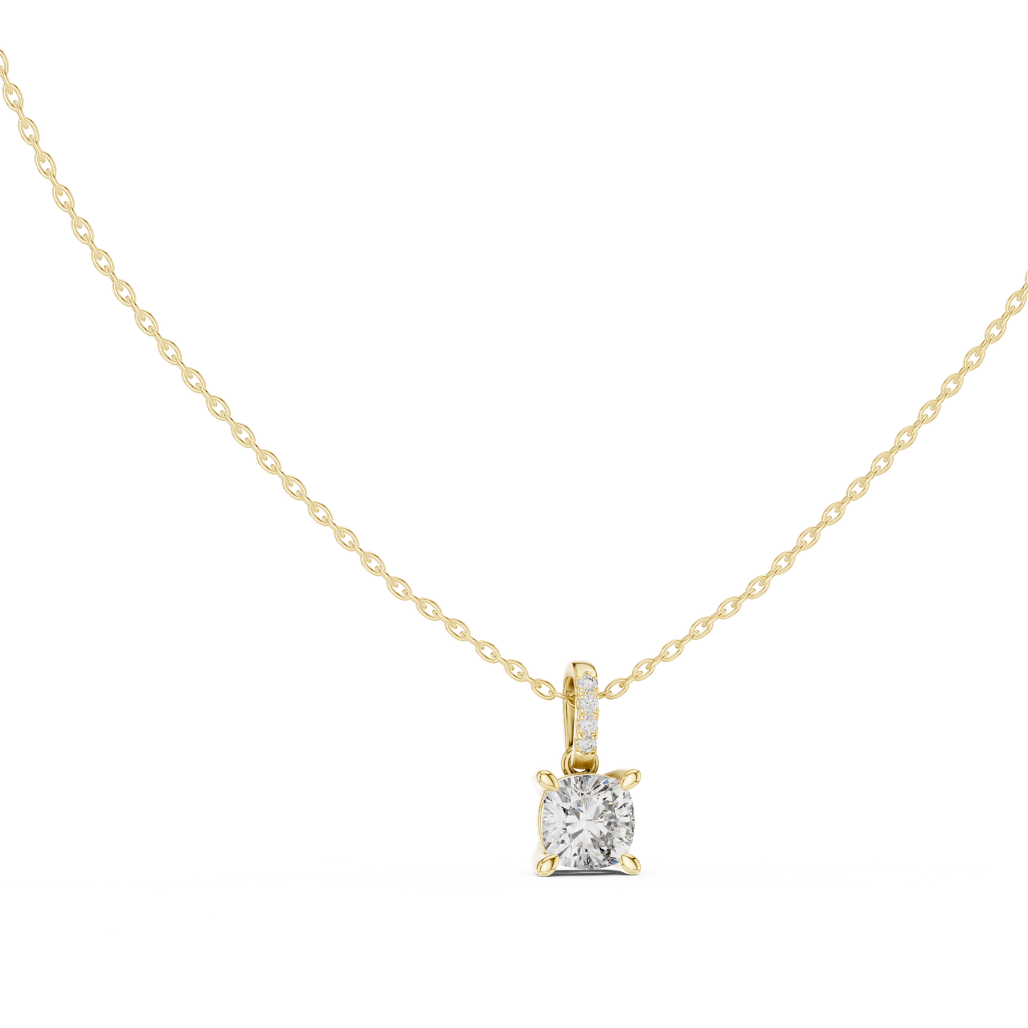 1.50 Carat Cushion Cut Solitaire Lab Diamond Pendant