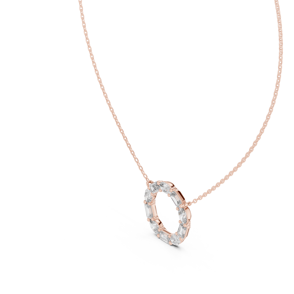 1.50 Carat Oval Shape Lab Diamond Circle Pendant