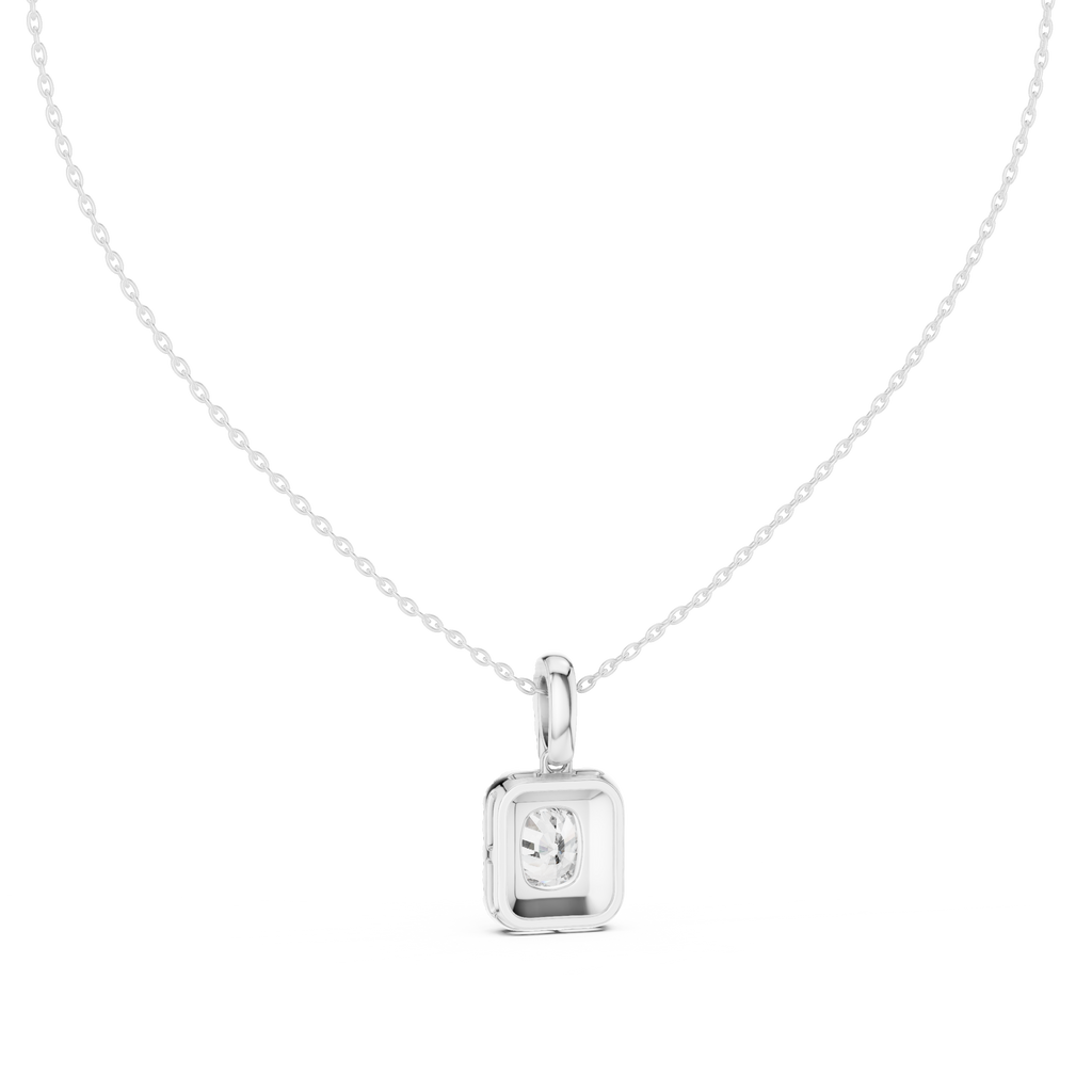 3 Carat Cushion Lab Diamond Halo Pendant