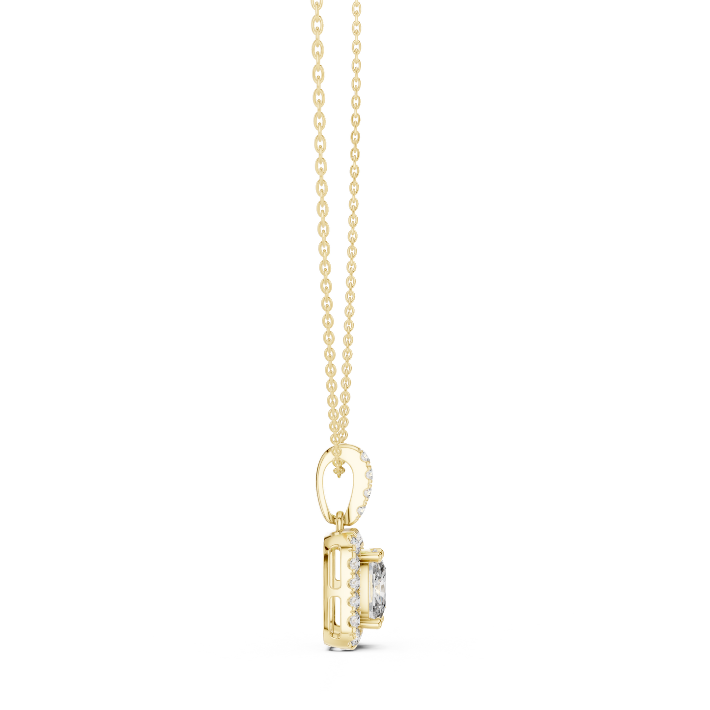 3 Carat Cushion Lab Diamond Halo Pendant