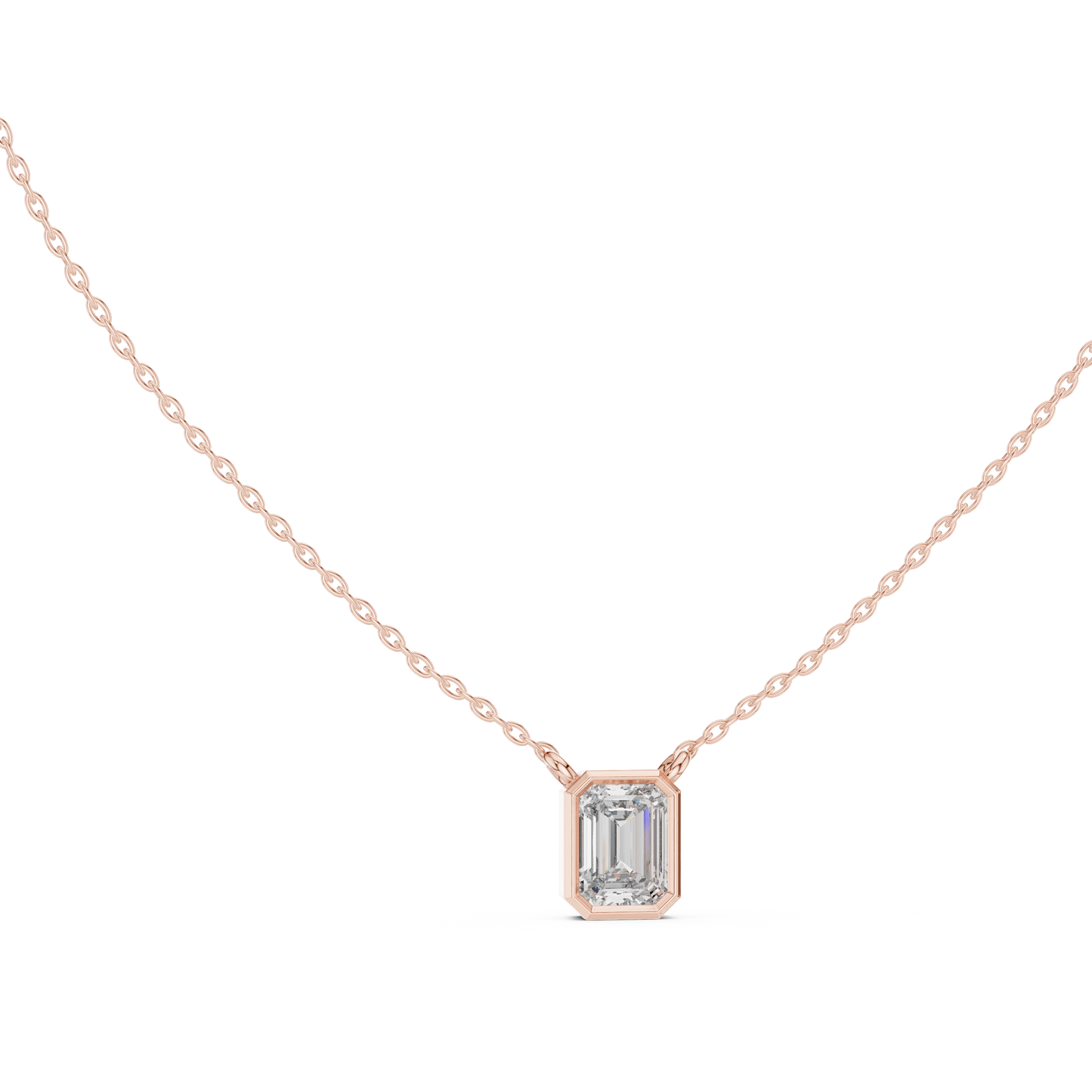 Bezel Set Emerald lab Diamond Solitaire Pendant