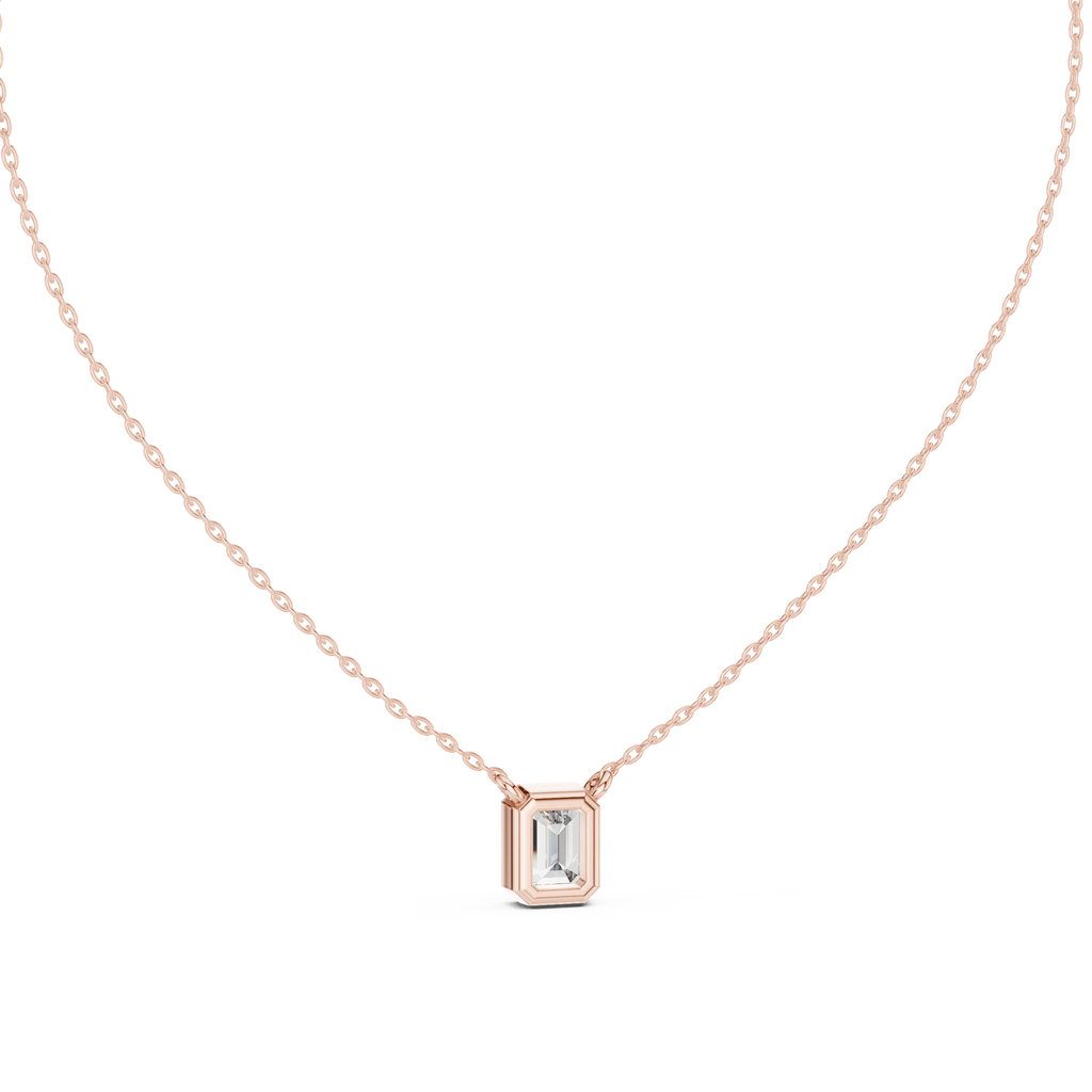 Bezel Set Emerald lab Diamond Solitaire Pendant