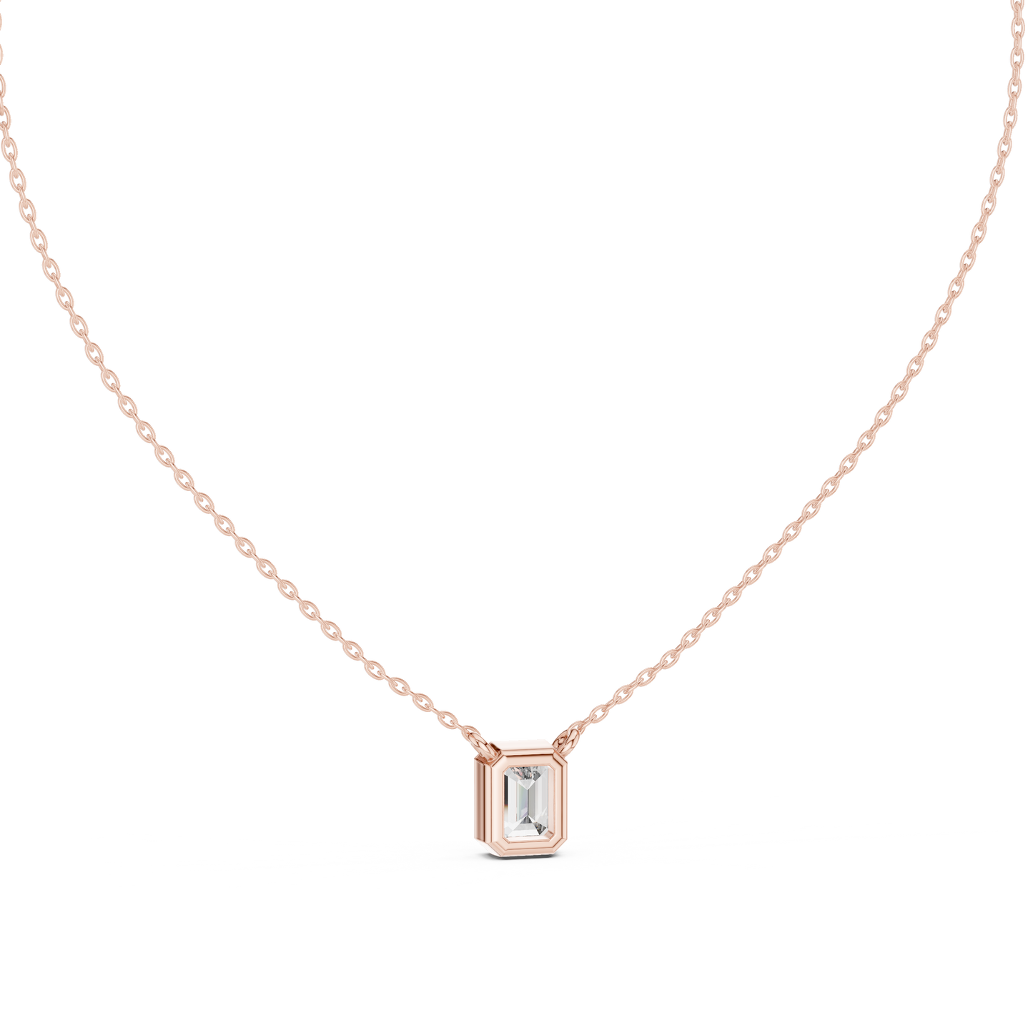 Bezel Set Emerald lab Diamond Solitaire Pendant