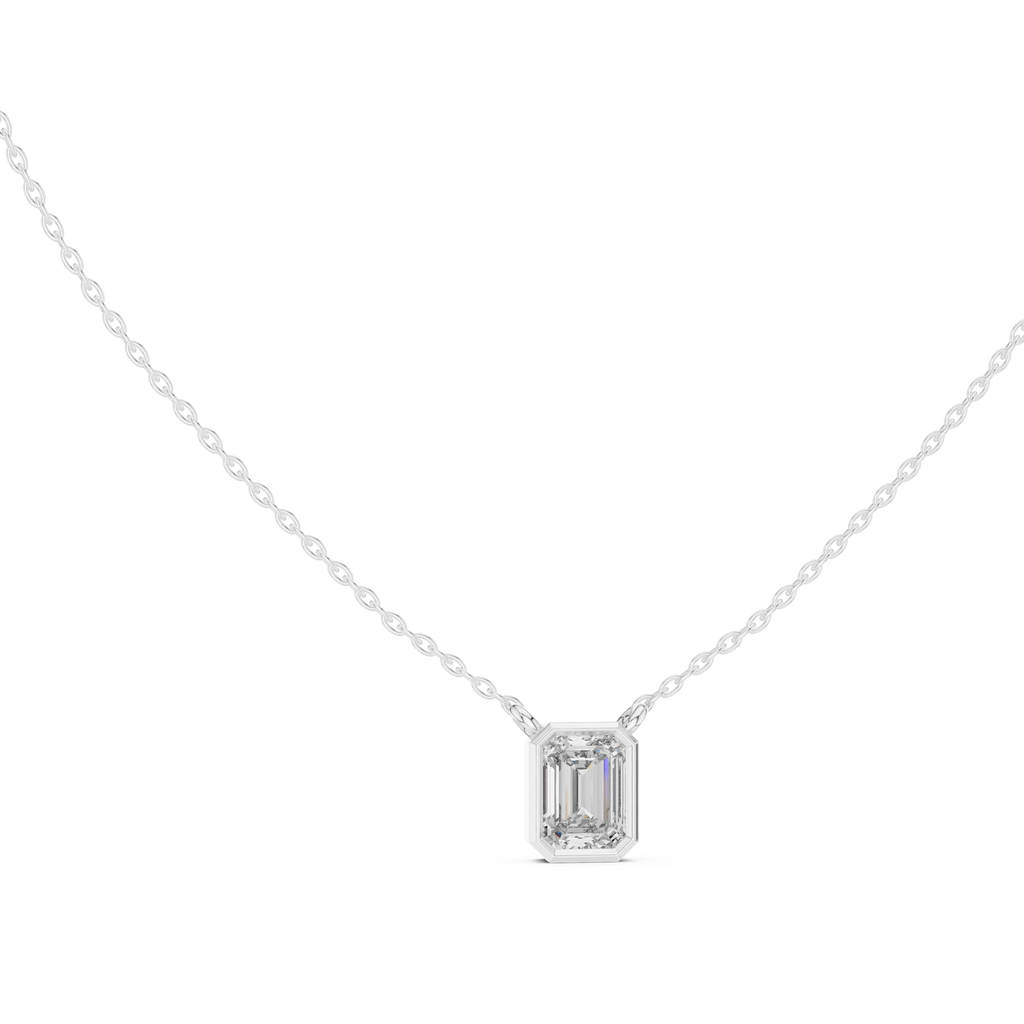 Bezel Set Emerald lab Diamond Solitaire Pendant
