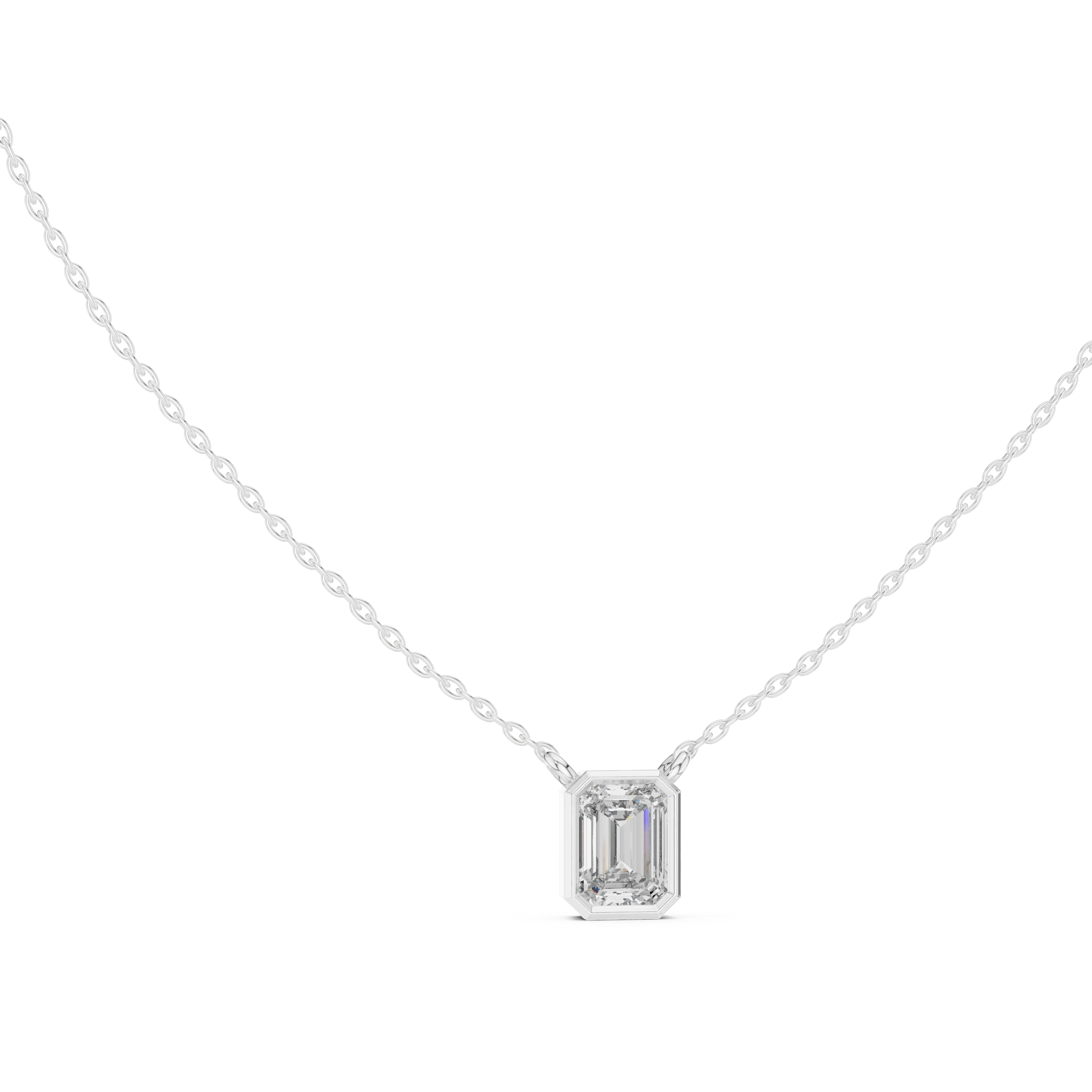 Bezel Set Emerald lab Diamond Solitaire Pendant