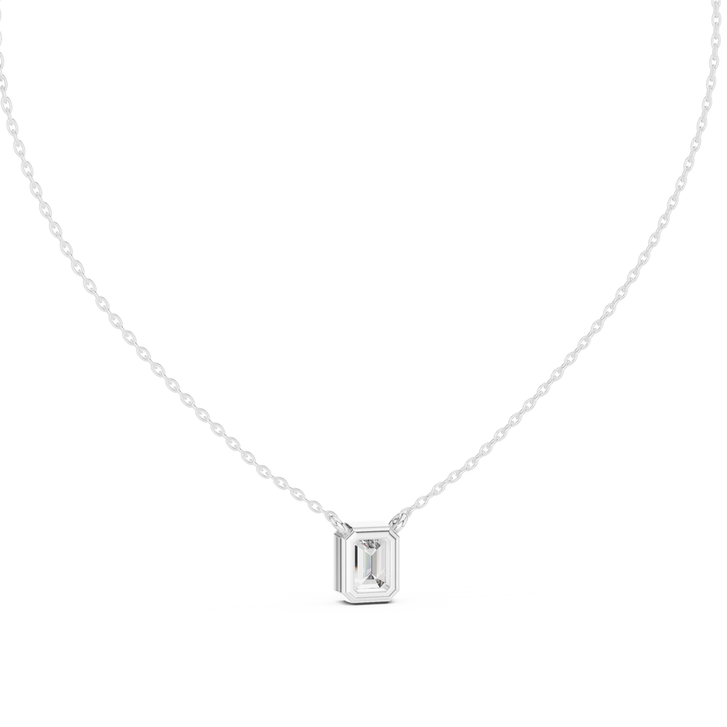 Bezel Set Emerald lab Diamond Solitaire Pendant