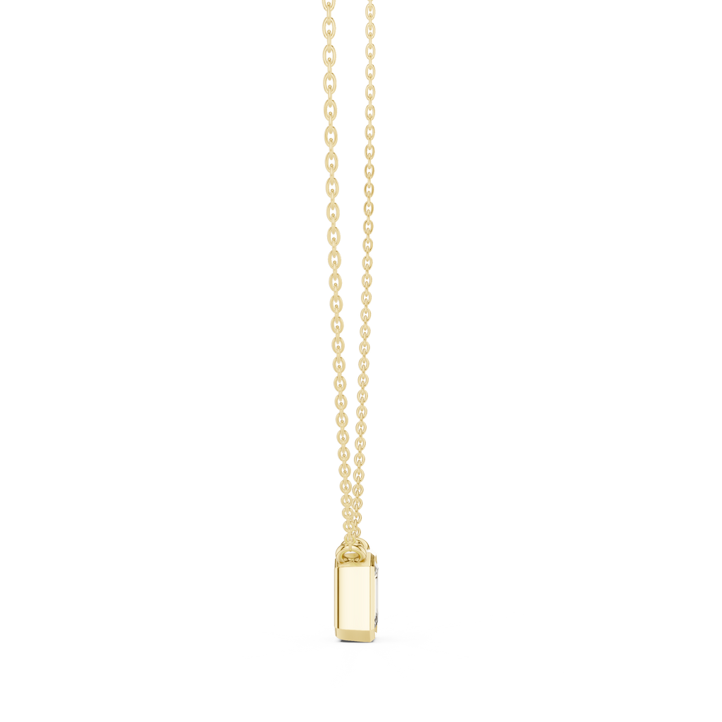 Bezel Set Emerald lab Diamond Solitaire Pendant