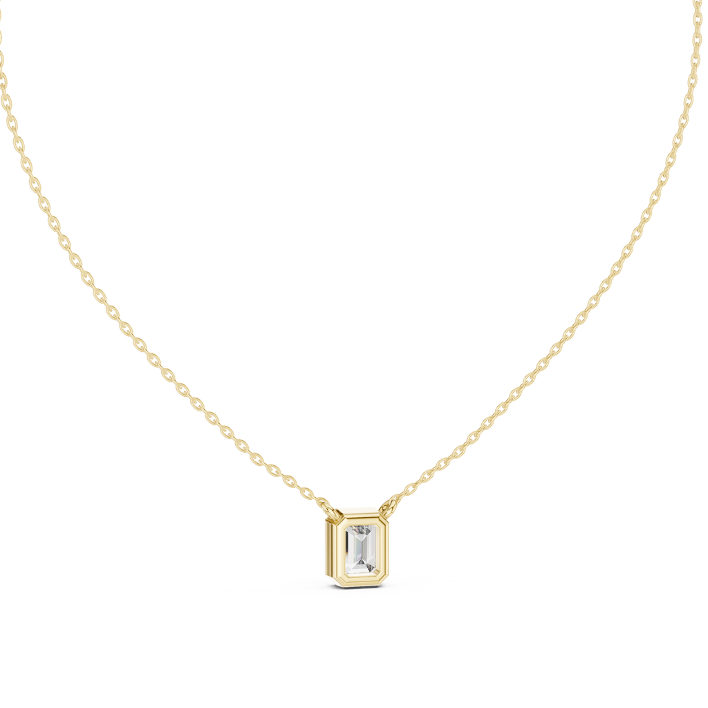 Bezel Set Emerald lab Diamond Solitaire Pendant