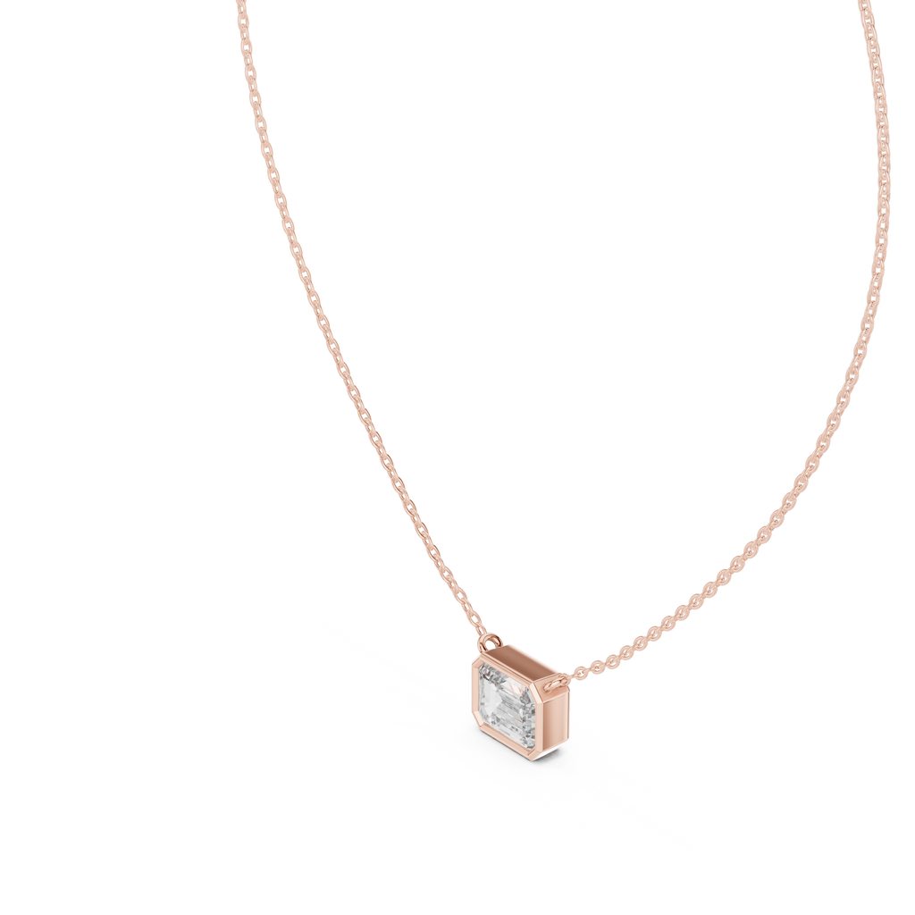 2.50 Carat Emerald Cut Lab Diamond Bezel Set Pendant