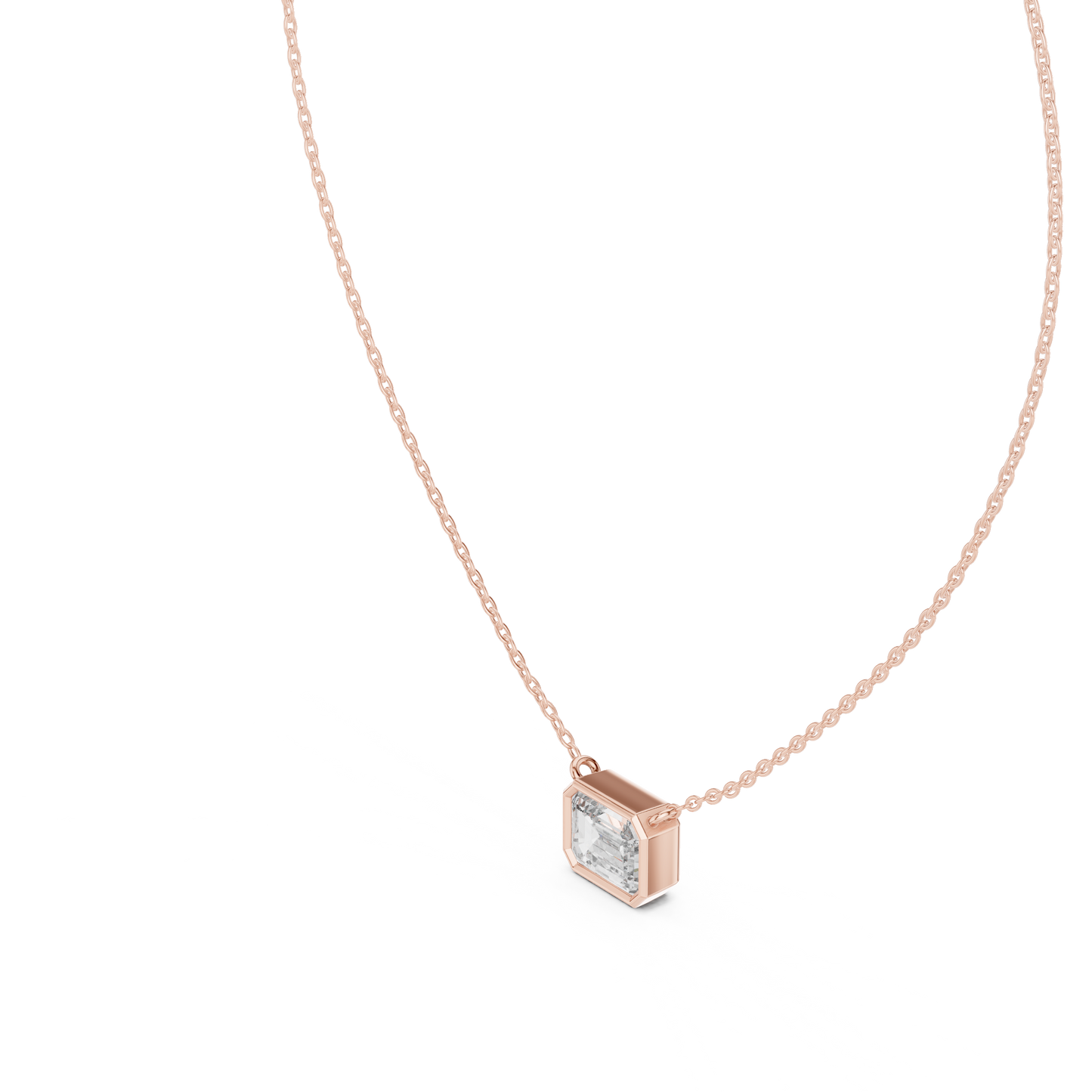2.50 Carat Emerald Cut Lab Diamond Bezel Set Pendant