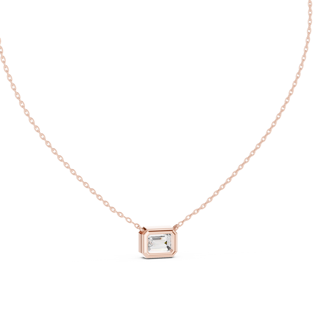 2.50 Carat Emerald Cut Lab Diamond Bezel Set Pendant