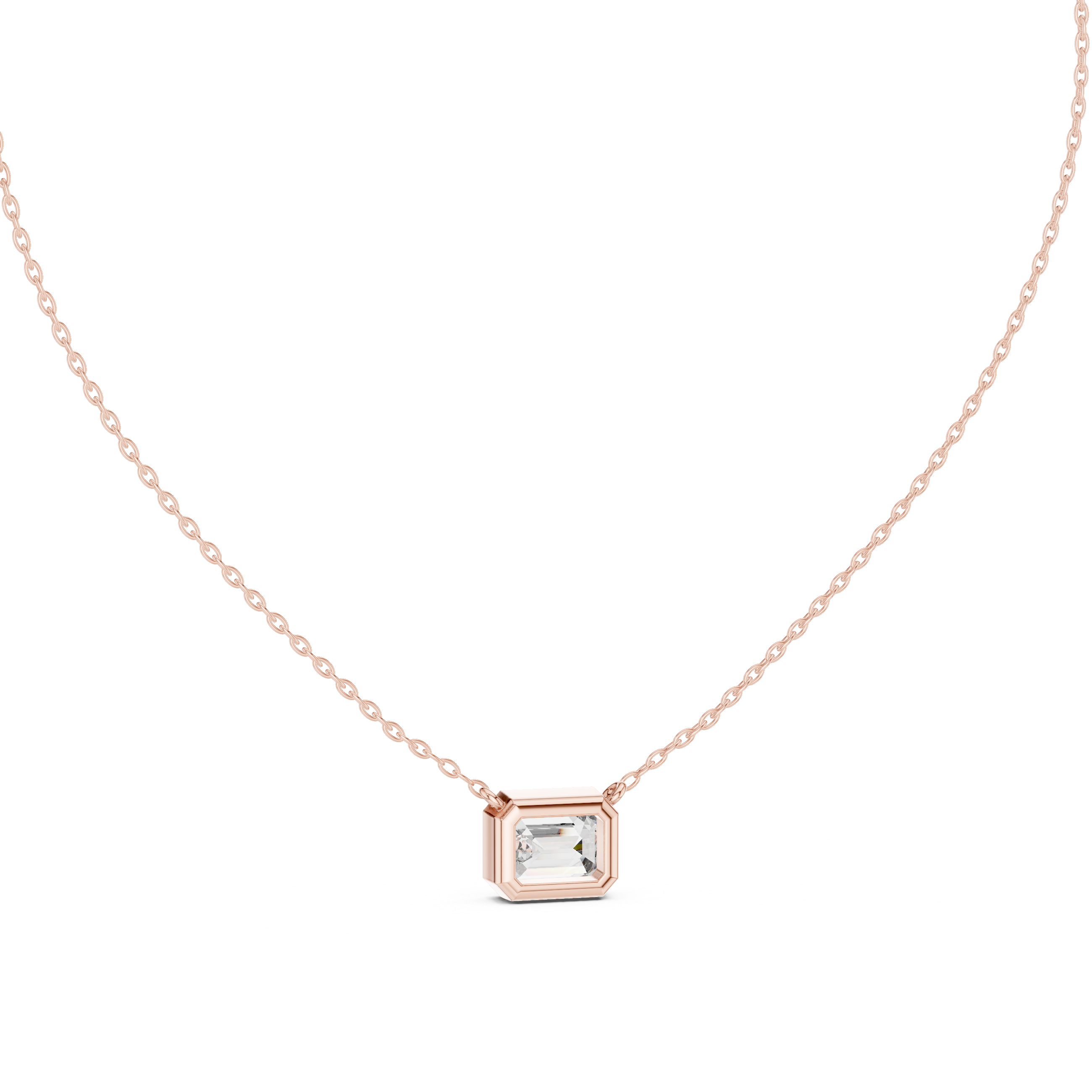 2.50 Carat Emerald Cut Lab Diamond Bezel Set Pendant
