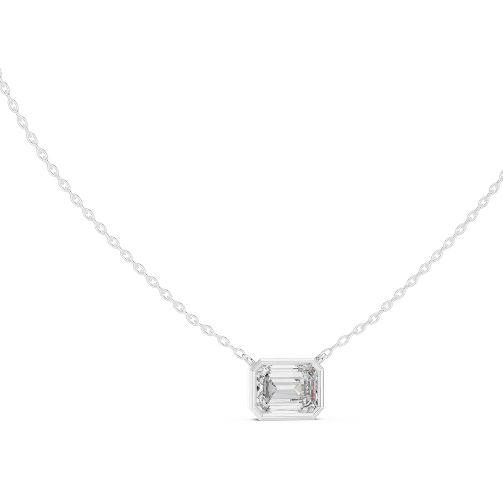 2.50 Carat Emerald Cut Lab Diamond Bezel Set Pendant