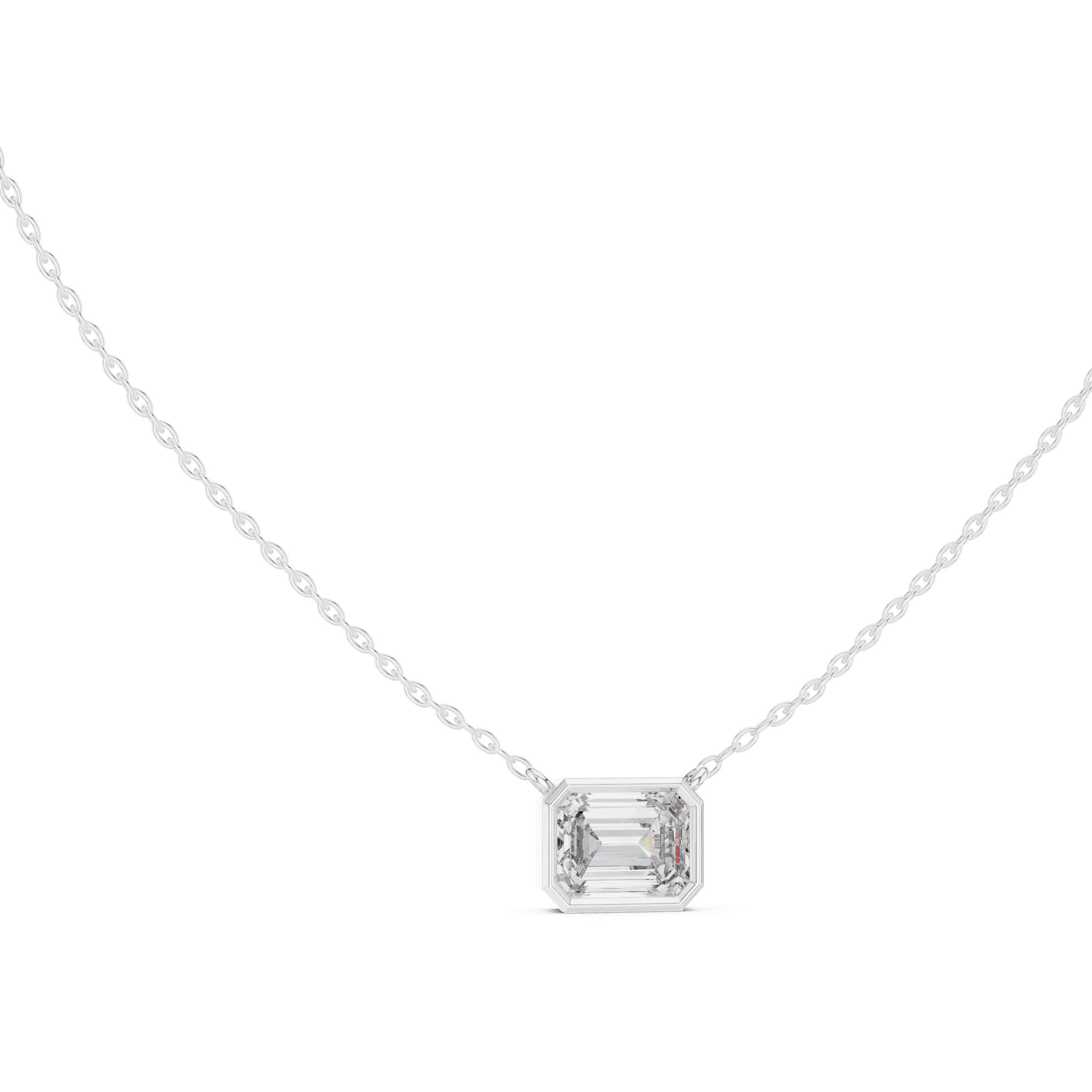 2.50 Carat Emerald Cut Lab Diamond Bezel Set Pendant