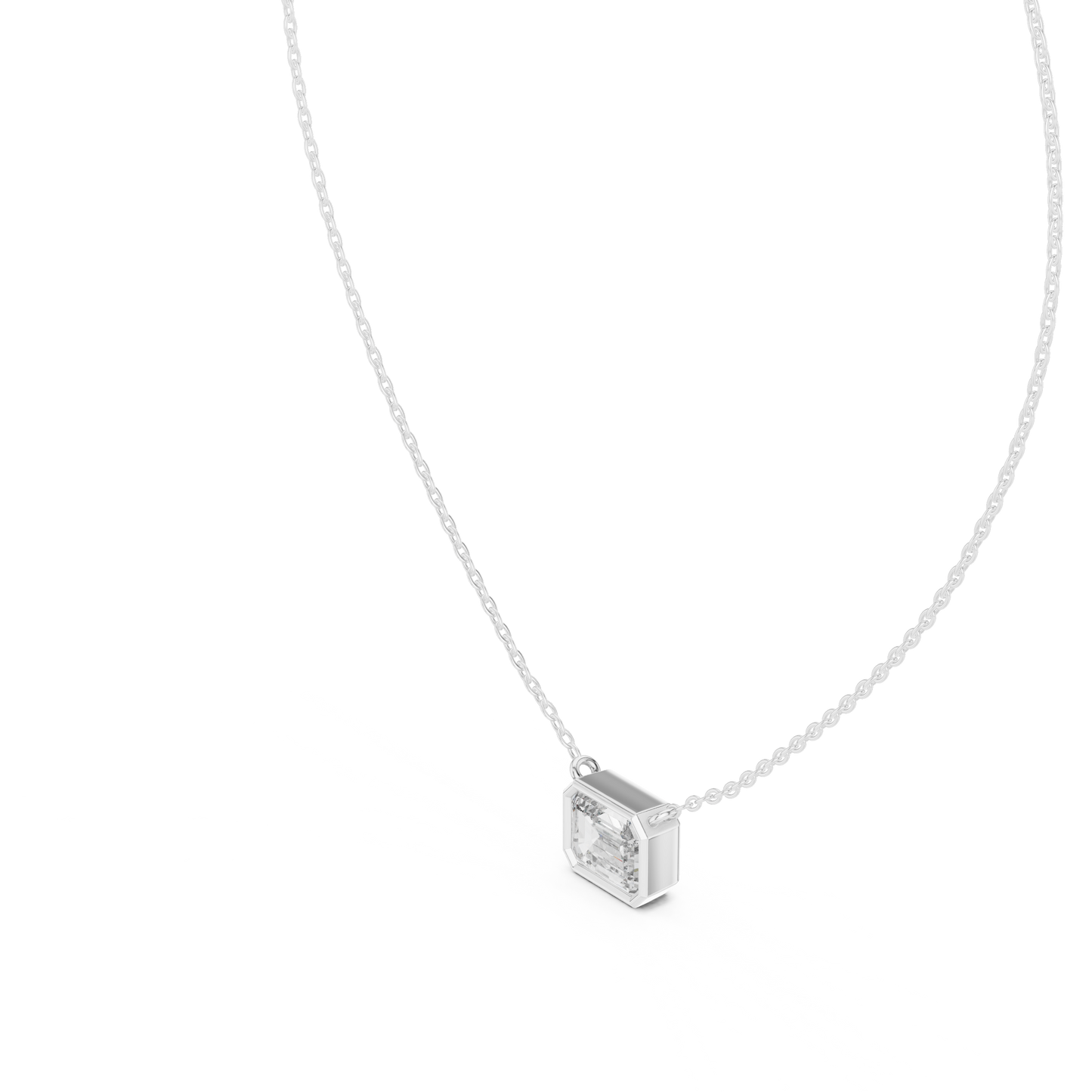 2.50 Carat Emerald Cut Lab Diamond Bezel Set Pendant